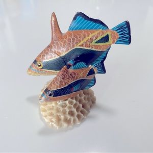 Carved Wood Black Banded Triggerfish